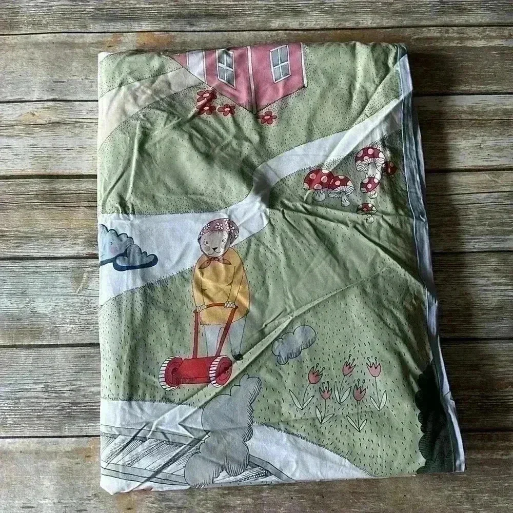 IKEA Utelek Reversible Twin Duvet Cover Trains Planes Animals Sun/Rain Whimsical
